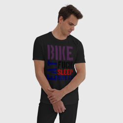 Мужская пижама хлопок Bike eat sleep repeat - фото 2