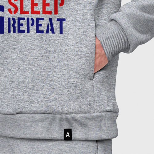 Мужской костюм oversize хлопок Bike eat sleep repeat, цвет меланж - фото 6