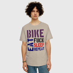 Мужская футболка хлопок Oversize Bike eat sleep repeat - фото 2