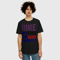 Мужская футболка хлопок Oversize Bike eat sleep repeat - фото 2