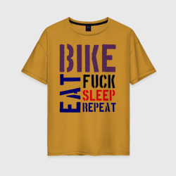 Женская футболка хлопок Oversize Bike eat sleep repeat