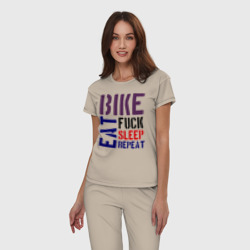 Женская пижама хлопок Bike eat sleep repeat - фото 2