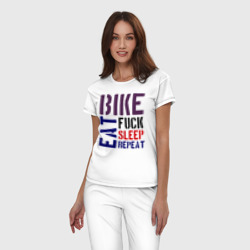 Женская пижама хлопок Bike eat sleep repeat - фото 2