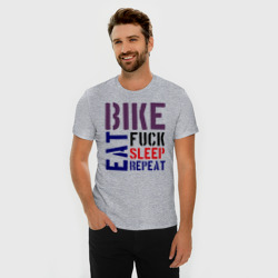 Мужская футболка хлопок Slim Bike eat sleep repeat - фото 2