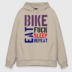 Мужское худи Oversize хлопок Bike eat sleep repeat