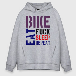 Мужское худи Oversize хлопок Bike eat sleep repeat