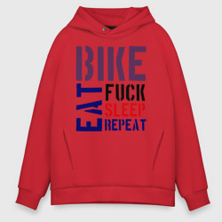 Мужское худи Oversize хлопок Bike eat sleep repeat