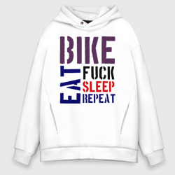 Мужское худи Oversize хлопок Bike eat sleep repeat