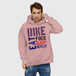 Мужское худи Oversize хлопок Bike eat sleep repeat - фото 2