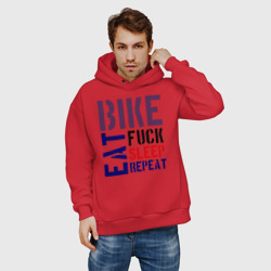 Мужское худи Oversize хлопок Bike eat sleep repeat - фото 2