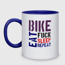 Кружка двухцветная Bike eat sleep repeat