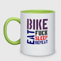 Кружка двухцветная Bike eat sleep repeat