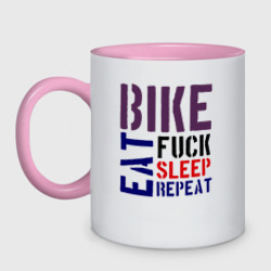 Кружка двухцветная Bike eat sleep repeat