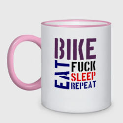 Кружка двухцветная Bike eat sleep repeat