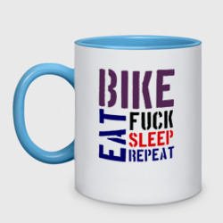 Кружка двухцветная Bike eat sleep repeat