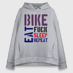 Женское худи Oversize хлопок Bike eat sleep repeat