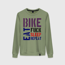 Женский свитшот хлопок Bike eat sleep repeat