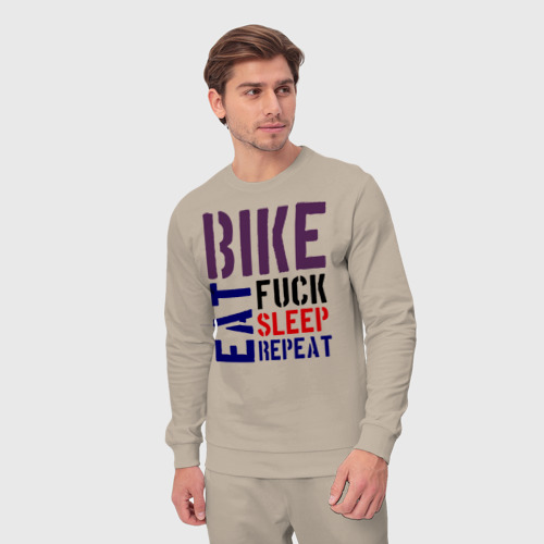 Мужской костюм хлопок Bike eat sleep repeat, цвет миндальный - фото 5