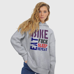 Женское худи Oversize хлопок Bike eat sleep repeat - фото 2