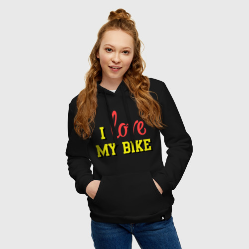 Женская толстовка хлопок I love my bike, цвет черный - фото 3