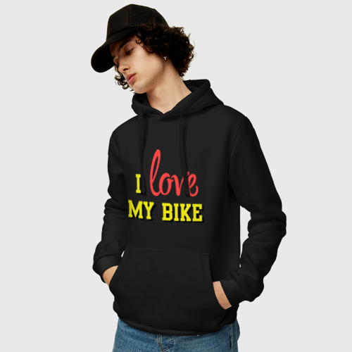 Мужская толстовка хлопок I love my bike, цвет черный - фото 3