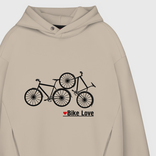 Мужское худи Oversize хлопок Bike Love, цвет миндальный - фото 4