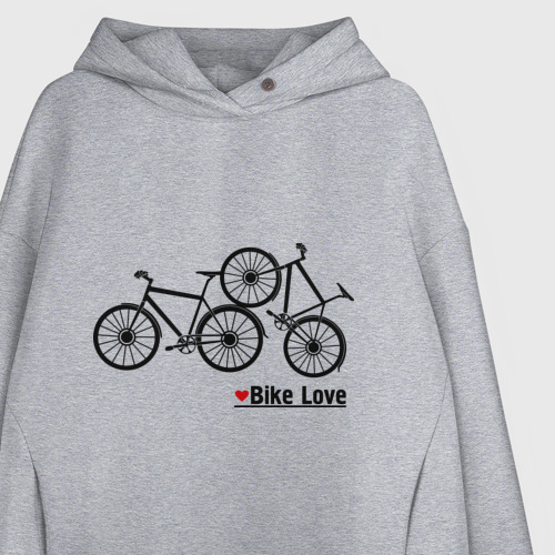 Женское худи Oversize хлопок Bike Love, цвет меланж - фото 3