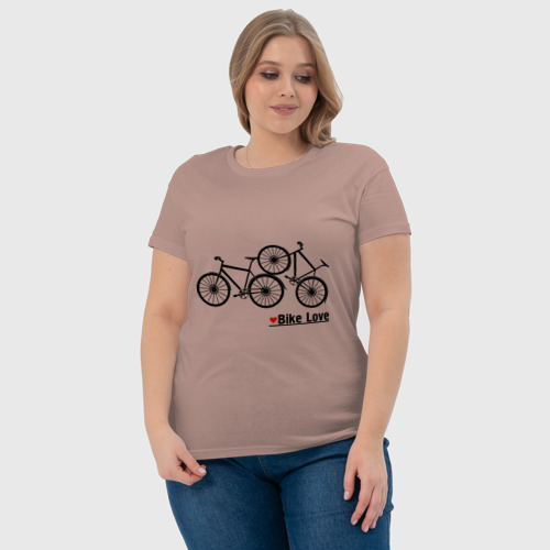 Женская футболка хлопок Bike Love, цвет пыльно-розовый - фото 6