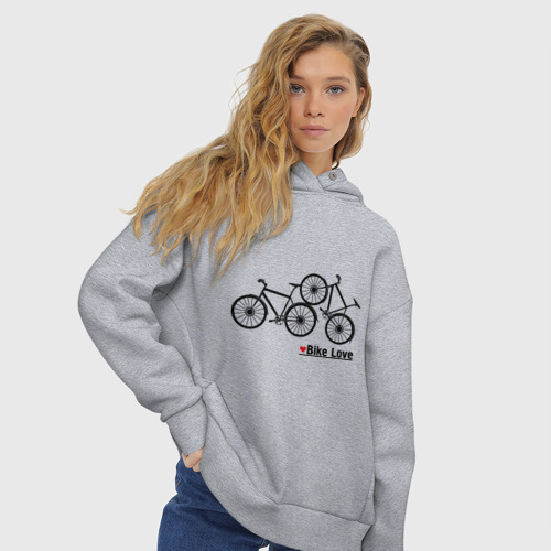 Женское худи Oversize хлопок Bike Love, цвет меланж - фото 4