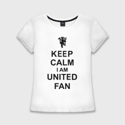 Женская футболка хлопок Slim Keep calm I am United fan