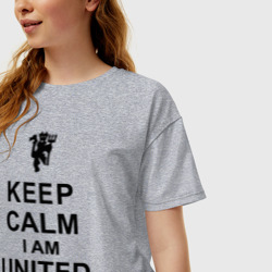 Женская футболка хлопок Oversize Keep calm I am United fan - фото 2