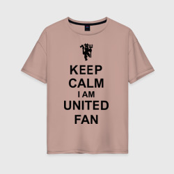 Женская футболка хлопок Oversize Keep calm I am United fan