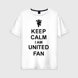 Женская футболка хлопок Oversize Keep calm I am United fan