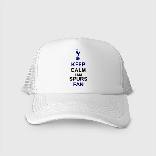 Кепка тракер с сеткой Keep Calm, I am Spurs fan, цвет белый