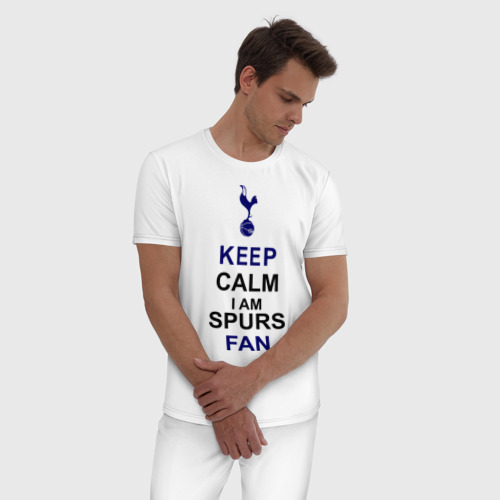 Мужская пижама хлопок Keep Calm, I am Spurs fan, цвет белый - фото 3