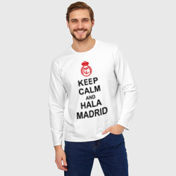 Мужской лонгслив oversize хлопок Keep calm and Hala Madrid - фото 2