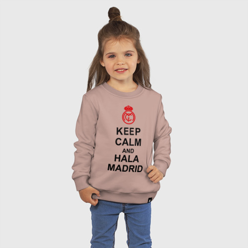 Детский свитшот хлопок Keep calm and Hala Madrid, цвет пыльно-розовый - фото 3