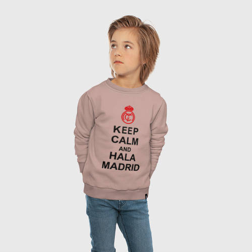 Детский свитшот хлопок Keep calm and Hala Madrid, цвет пыльно-розовый - фото 5