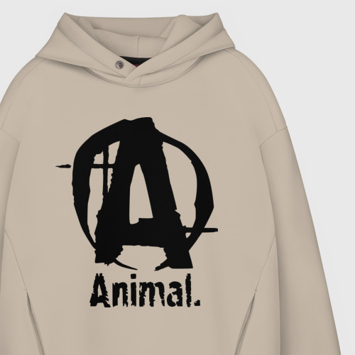 Мужское худи Oversize хлопок Спортивное питание Animal 2, цвет миндальный - фото 4