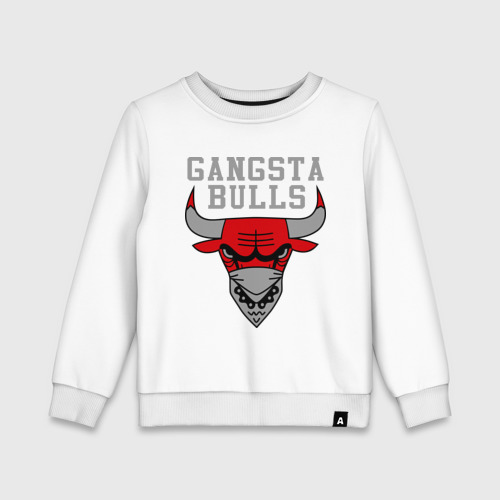 Детский свитшот хлопок Gangsta bulls, цвет белый