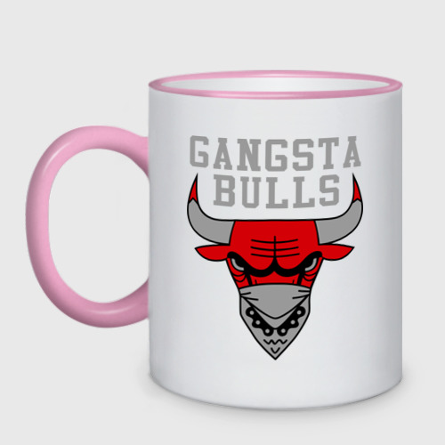 Кружка двухцветная Gangsta bulls, цвет Кант розовый