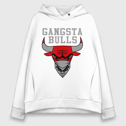 Женское худи Oversize хлопок Gangsta bulls, цвет белый