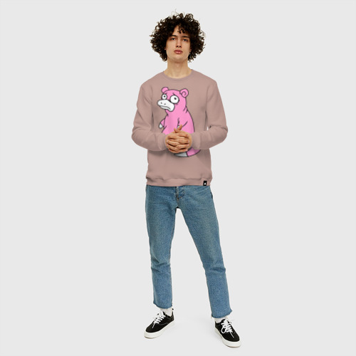 Мужской свитшот хлопок Грустный слоупок, цвет пыльно-розовый - фото 5
