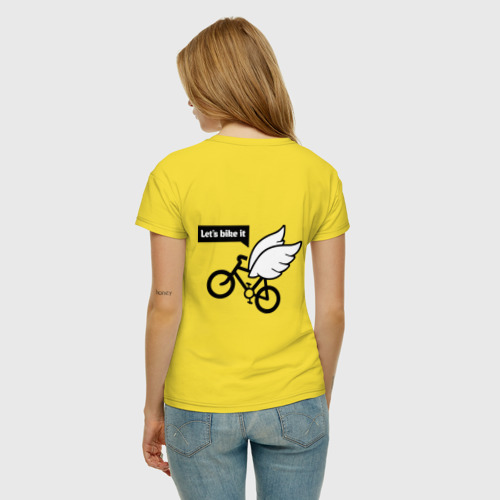 Женская футболка хлопок Let's bike it, цвет желтый - фото 4