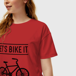 Женская футболка хлопок Oversize Let's bike it - фото 2