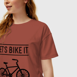 Женская футболка хлопок Oversize Let's bike it - фото 2