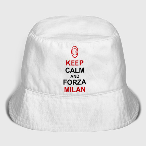 Детская панама хлопок с принтом Keep calm and Forza Milan, вид спереди #2