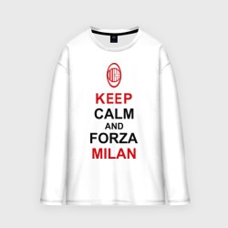 Мужской лонгслив oversize хлопок Keep calm and Forza Milan