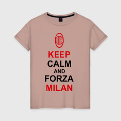 Женская футболка хлопок Keep calm and Forza Milan