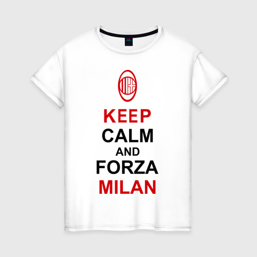 Женская футболка хлопок Keep calm and Forza Milan